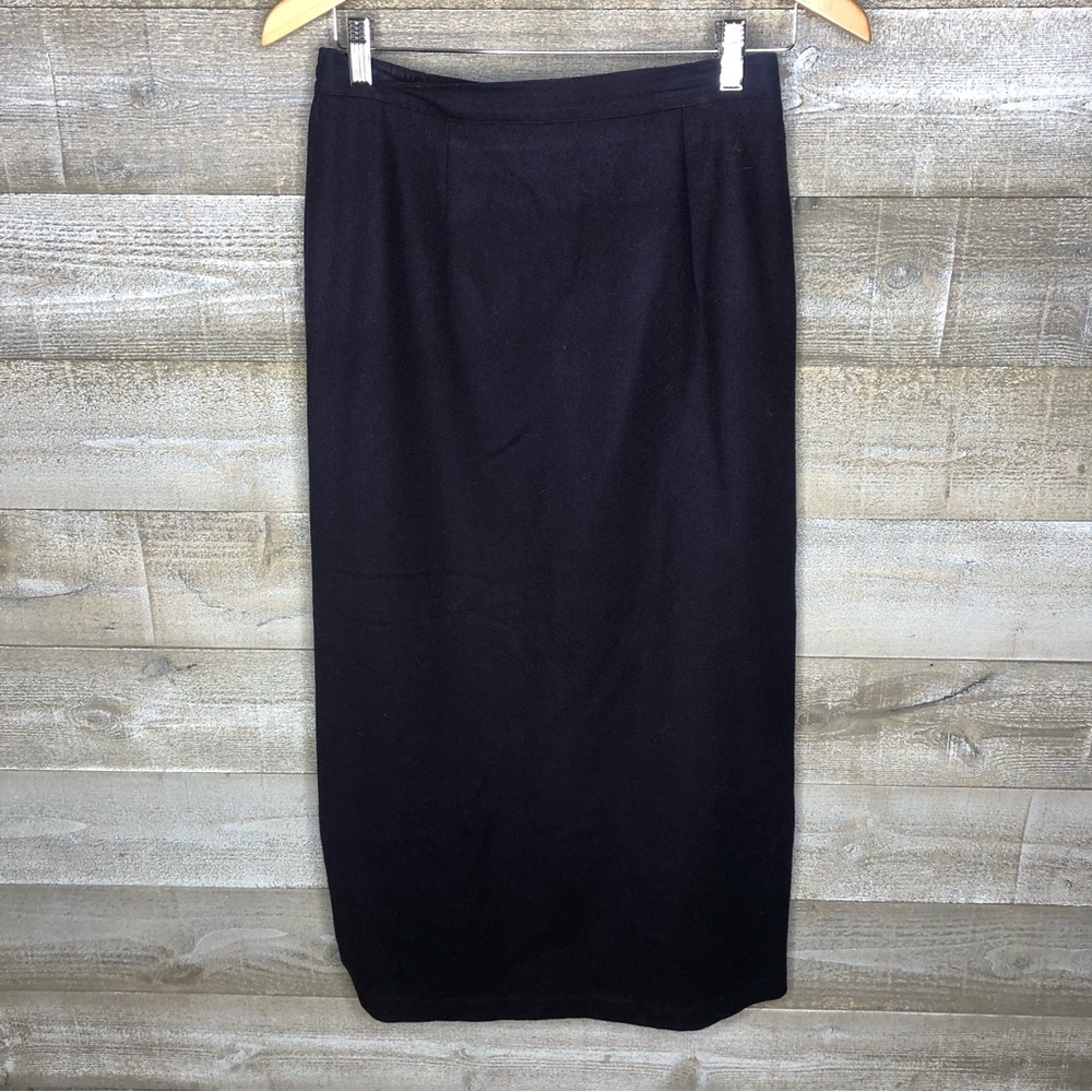 Sag Harbor vintage purple 100% wool pencil straight a line  midi skirt